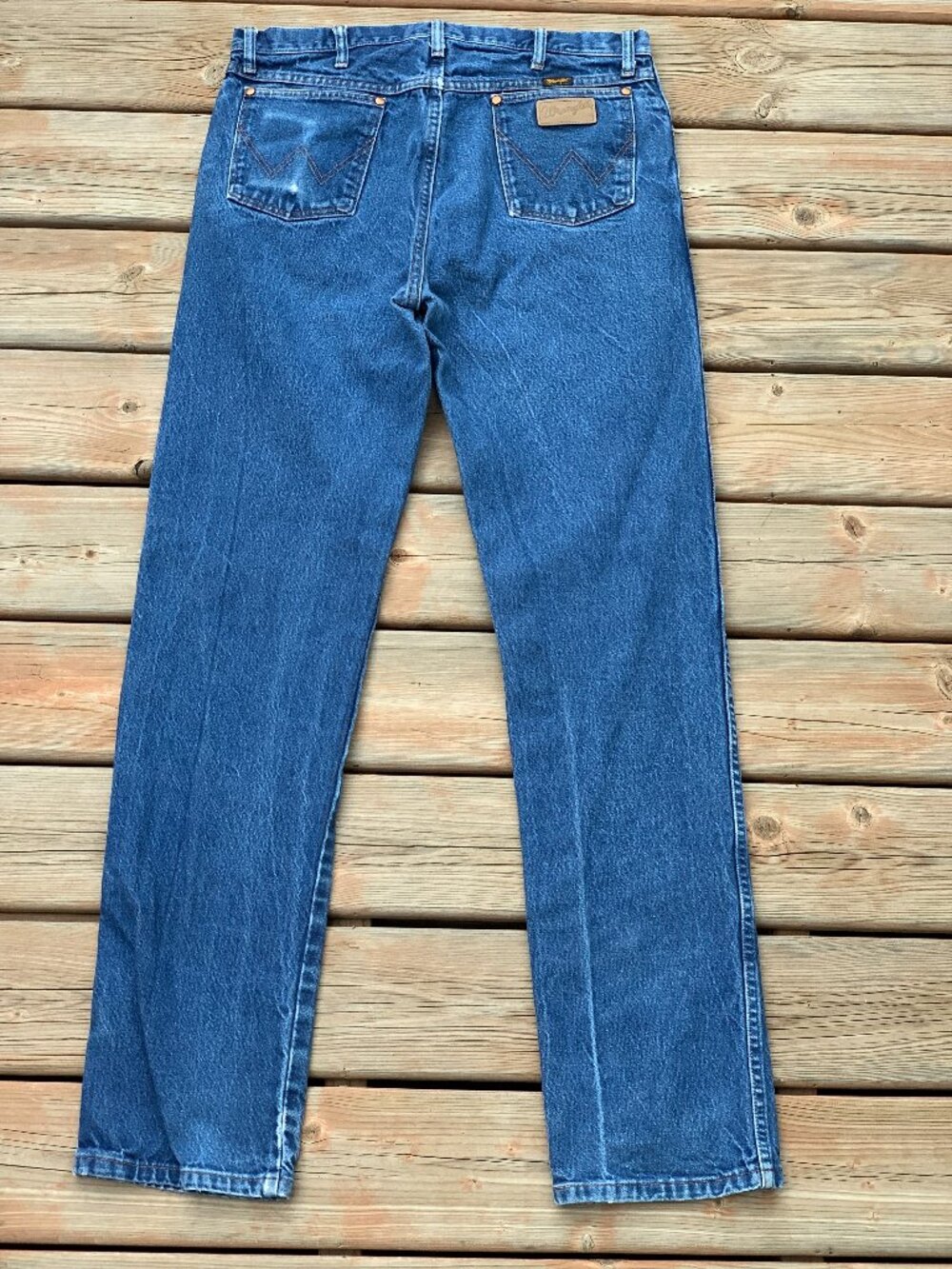 Vtg Wrangler Jeans Mens 36x36 Cowboy Cut Bootcut Distressed Faded Western Denim